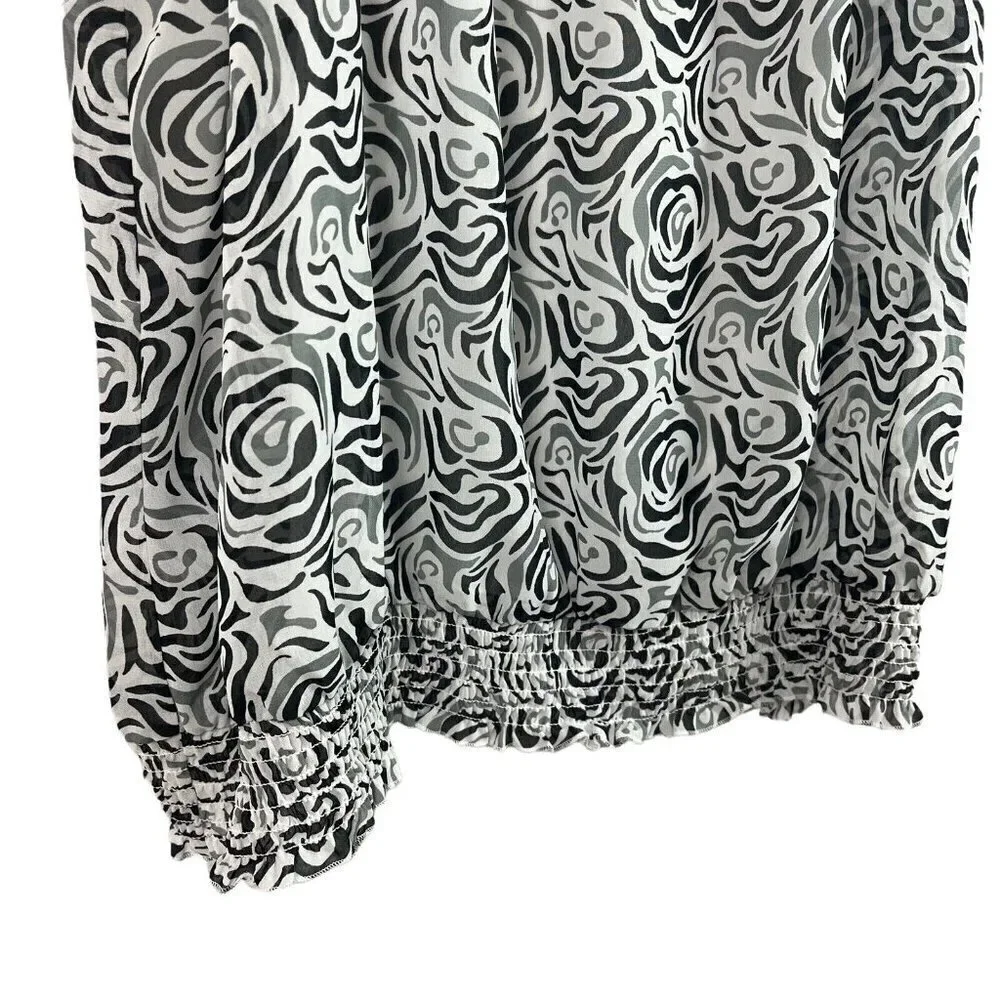 Lane Bryant Womens Lined Blouse Sleeveless Elastic Hem Black White 26/28W - Picture 3 of 8